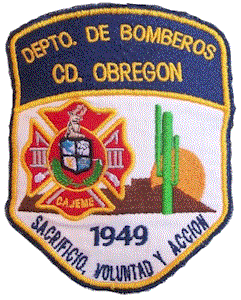 Parche oficial del H. Cuerpo de Bomberos Cajeme, de Ciudad Obregón, Sonora, México