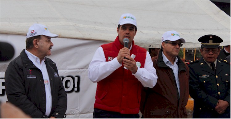 Operativo: "Bienvenido Paisano 2013". El alcalde Rogelio Diaz-Brown pronuncia discurso dando inicio al operativo.